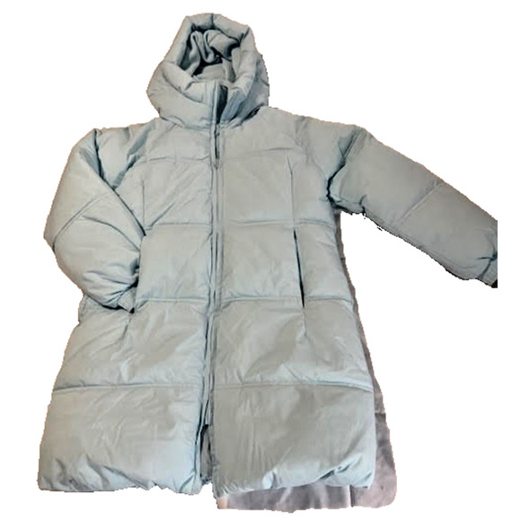 All in Motion Girls Hooded Puffer Coat Jacket Light Blue Water Resistant Size 8 - Picture 1 of 4